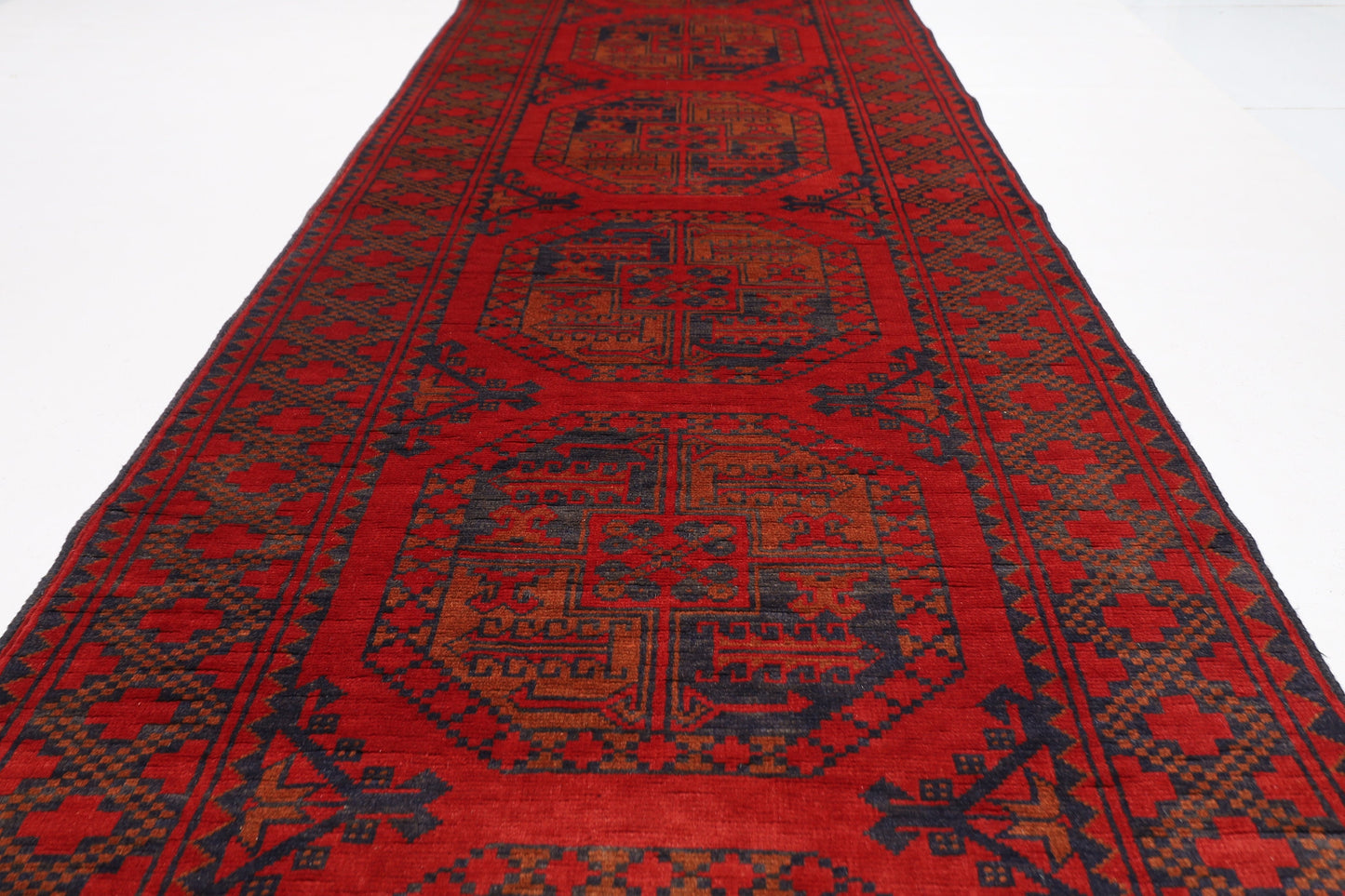 10 ft Bokhara Red Runner Rug, Hand Knotted Rug, Rug For Living Room, Home Decoration, Hallway Rug, Rug for Bedroom, Kitchen Rug, Tribal Rug