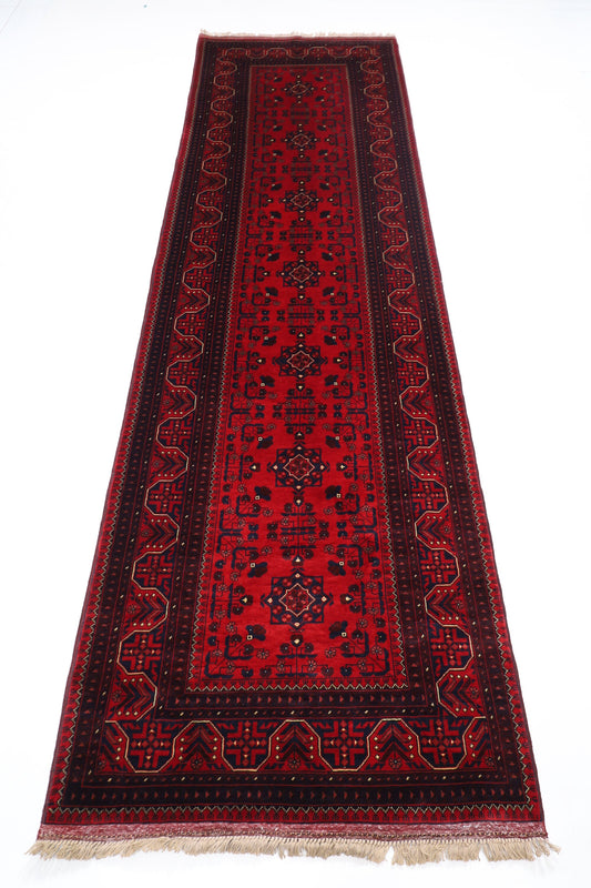 10 ft Fine Bokhara Red Runner Rug, Hand knotted Rug, Rug For Living Room, Oriental Rug, Kitchen Rug, Kids room Rug, Tribal Rug, Home Decor