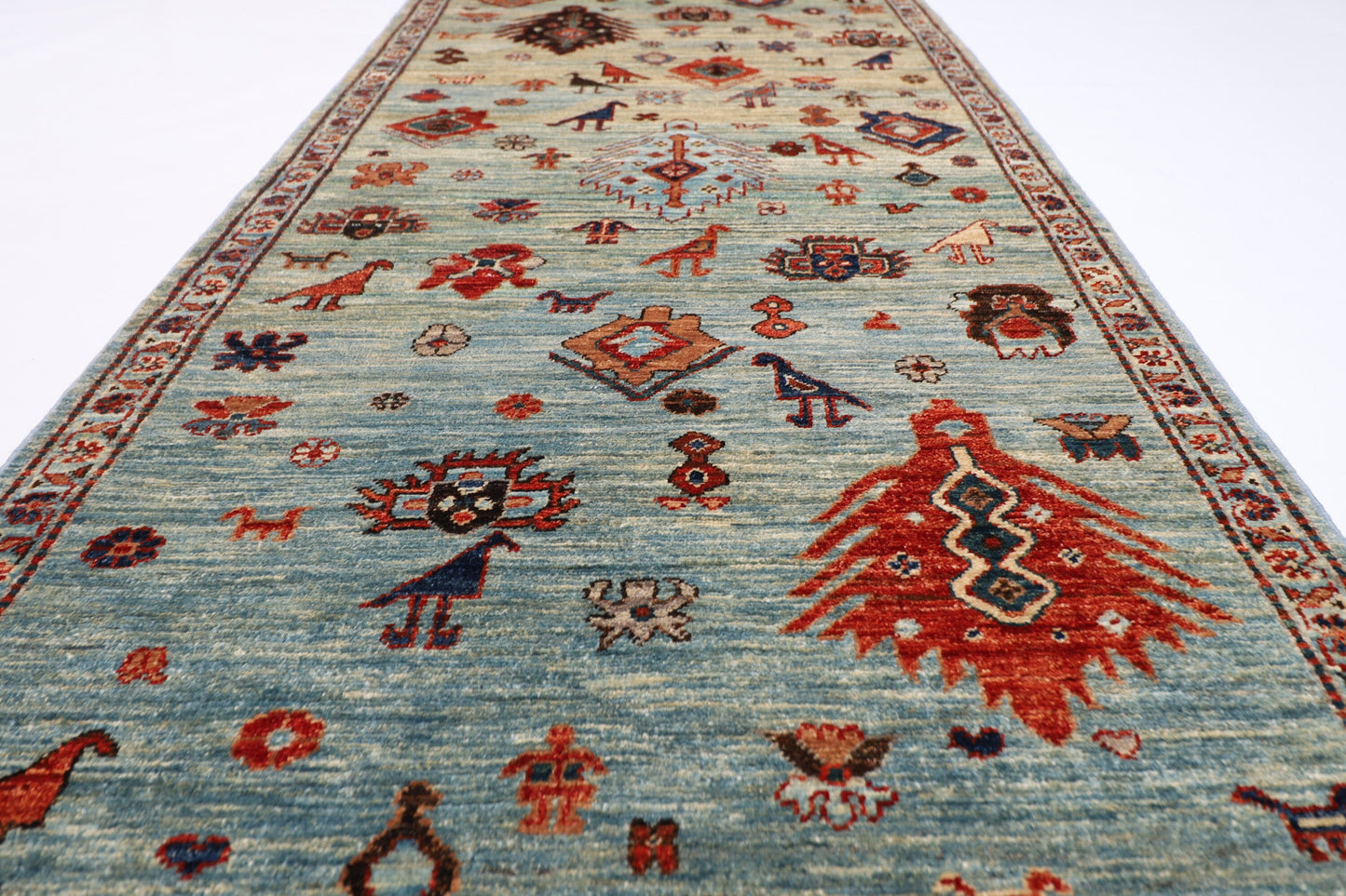 10 ft Animal Gebbah Oriental Runner Rug, 2'10x9'6 Hand Knotted Wool Dye Rug, Bedroom Rug,Rug for Living Room, Tribal Rug, Hallway Runner Rug