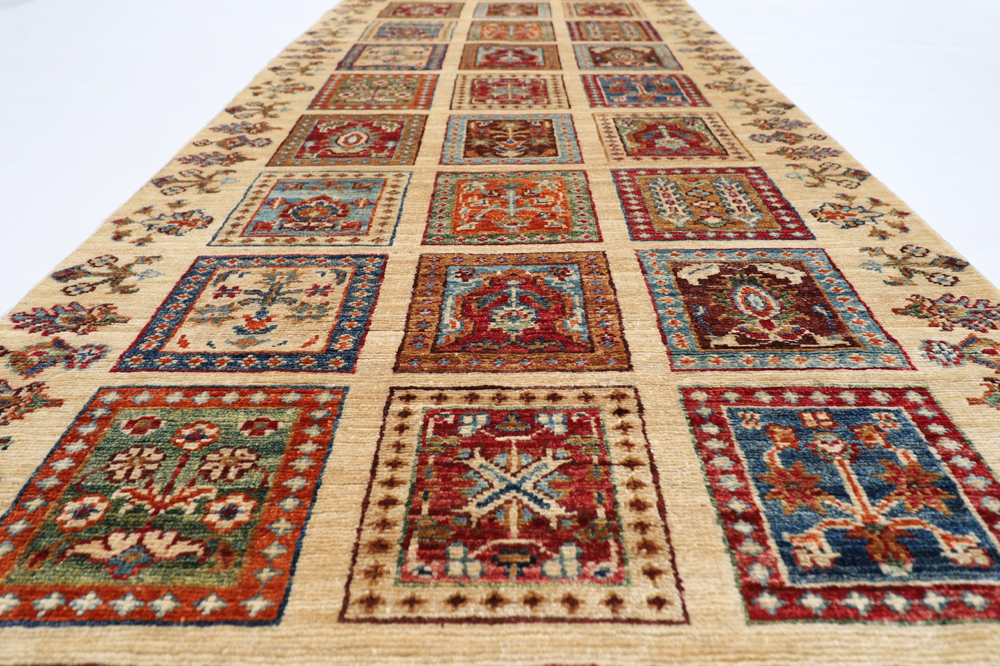 15 ft Beige Runner Hand knotted Rug, 2'8x14'5 ft Afghan Traditional Rug, Rug For Living Room, Oriental Rug, Office Rug, Hallway Rug