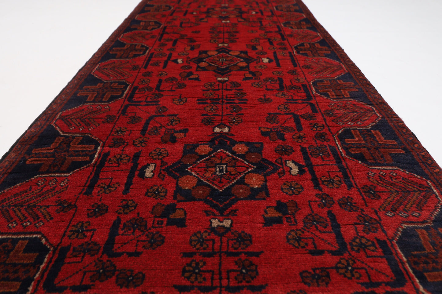 10 ft Bokhara Red Hallway Runner Hand knotted Rug, 2'7x9'6 ft Afghan Entryway Rug, Tribal Rug, Rug For Living Room, Oriental Rug, Office Rug