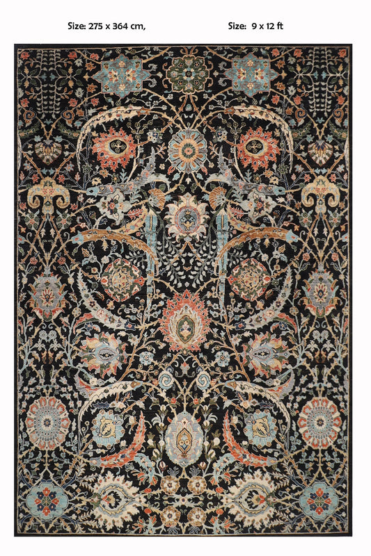 9x12 ft Black Bidjar Area Hand knotted Rug, Rug for Bedroom, Tribal Rug, Office Rug, Rug For Living Room, Oriental Rug, Home Decor,