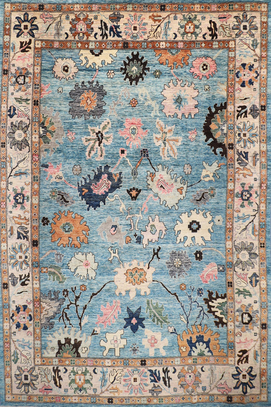 10x14 Oushak Blue Area Rug, 10'4x13'7 ft Hand knotted Soft Wool Rug, Rug For Living Room, Oriental Rug, Badroom Rug, Dining table Rug,