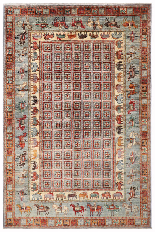 6x8 Pazyryk Area Rug Wool Natural Colors, 5'9x7'11 ft Hand Knotted Rug, Rug For Living Room , Home Decoration, Afghan Rug, Office Rug