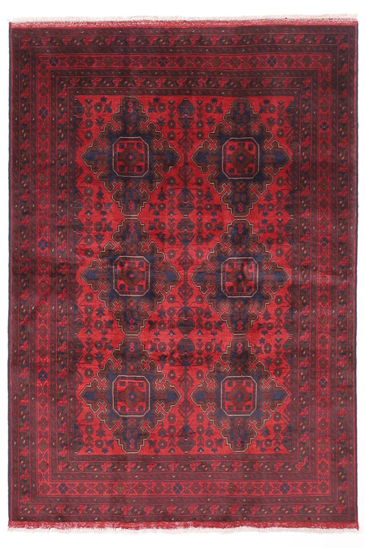 5x7 ft Bokhara Tribal Red Area Rug, 4'11x6'8 Hand Knotted Rug, Bedroom Rug, Rug for Living Room, Office Rug, Dining Room Rug, Kitchen Rug