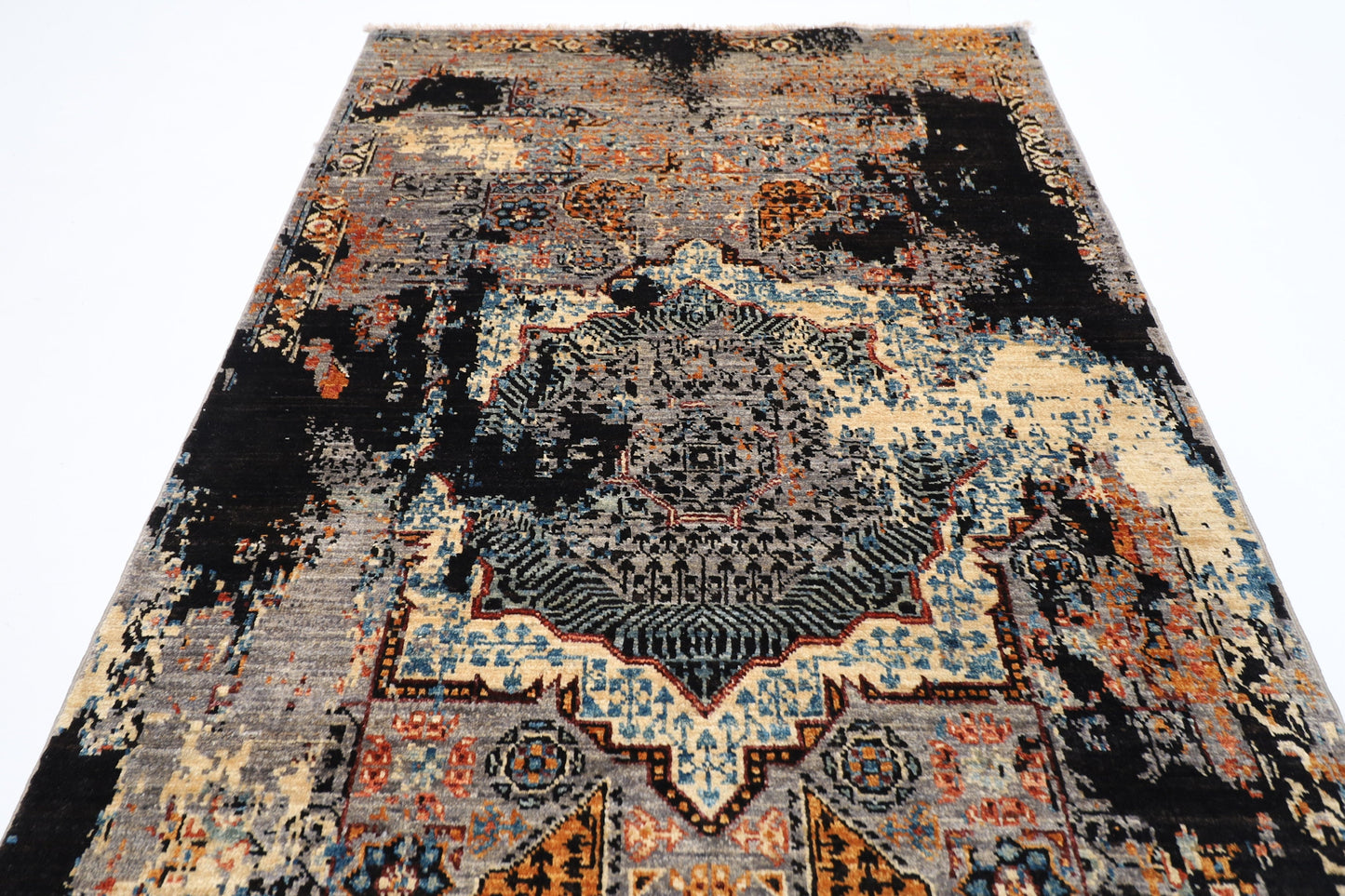 10 ft Abstract Mamluk Hallway Runner Hand knotted Rug, 3'4x9'10 ft  Entryway Rug, Rug For Living Room, Oriental Rug, Office Rug, Wool Rug