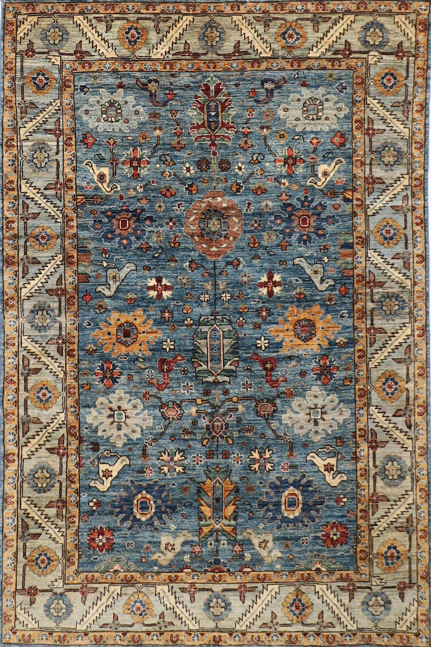 5x7 Aryana Blue Area Hand knotted Rug, 5'5x7'2 ft Rug for Bedroom, Rug For Living Room, Oriental Rug, Tribal Rug, Afghan Rug, Kitchen Rug