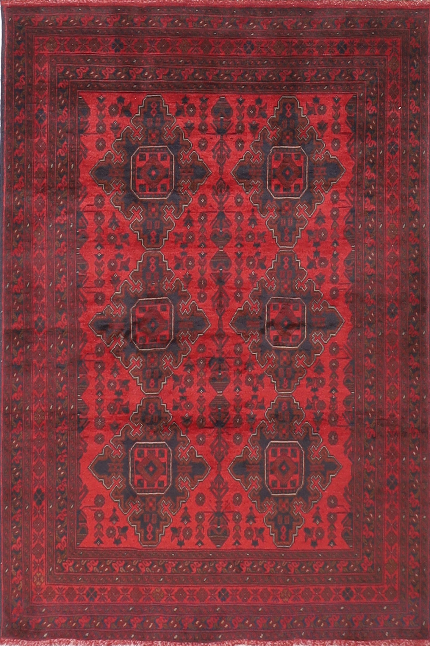 5x7 ft Bokhara Tribal Red Area Rug, 5x6'8 Hand Knotted Rug, Bedroom Rug, Rug for Living Room, Office Rug, Dining Room Rug, Kitchen Rug