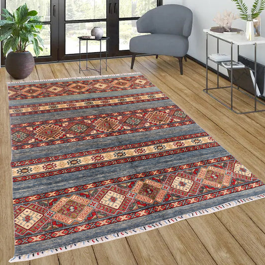 6x8 ft. Tribal Design Hand knotted Rug, 5'8x8'6 ft / 171x257 cm Rug for Bedroom, Rug For Living Room, Oriental Rug, Home Decor, Afghan Rug